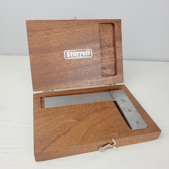 Starrett No. 55 Beveled Edge 4 1/2" Square Tool With Wooden Box Machinist - Picture 14 of 15